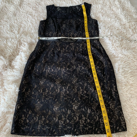 -Jessica Howard black 2 pc  sleeves dress & long sleeveless cover up lace size 8 - Picture 6 of 16